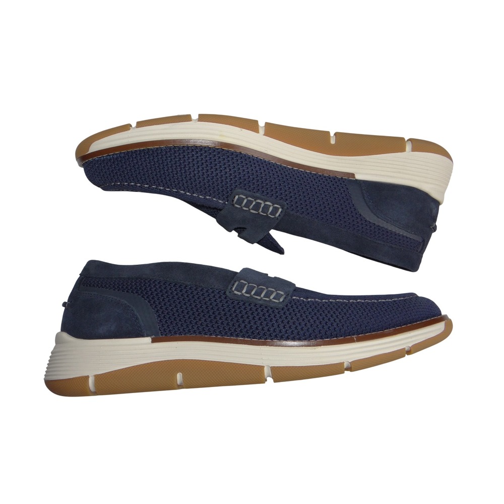 Rockport Rmlance Mens Navy Blue Knit Suede Penny Loafers truTECH 10W Wide